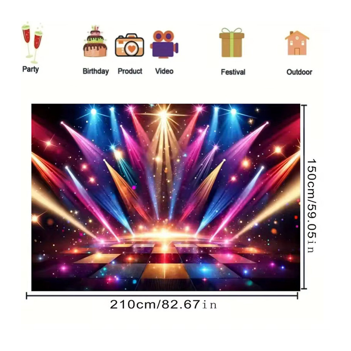 sjs 2D-Banner mit Disco-Bühnenmuster und abstraktem Design in Mehrfarbig für Tanzparty-Dekorationen - Bild 5