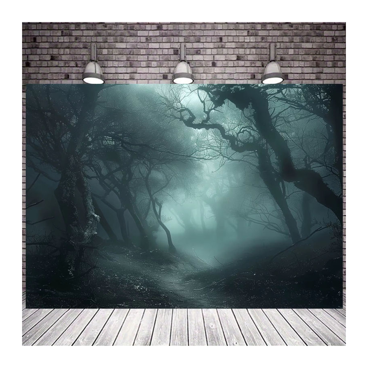 Sjs Halloween 2D-Flachbanner-Hintergrundtuch mit Horror-Waldweg Motiv, mehrfarbig, Textil, B: 150 cm, H: 150 cm - Bild 2