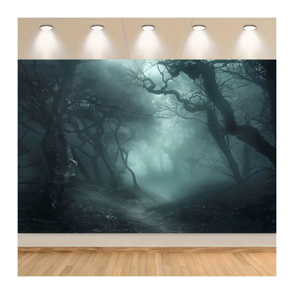 Sjs Halloween 2D-Flachbanner-Hintergrundtuch mit Horror-Waldweg Motiv, mehrfarbig, Textil, B: 150 cm, H: 150 cm - Bild 3