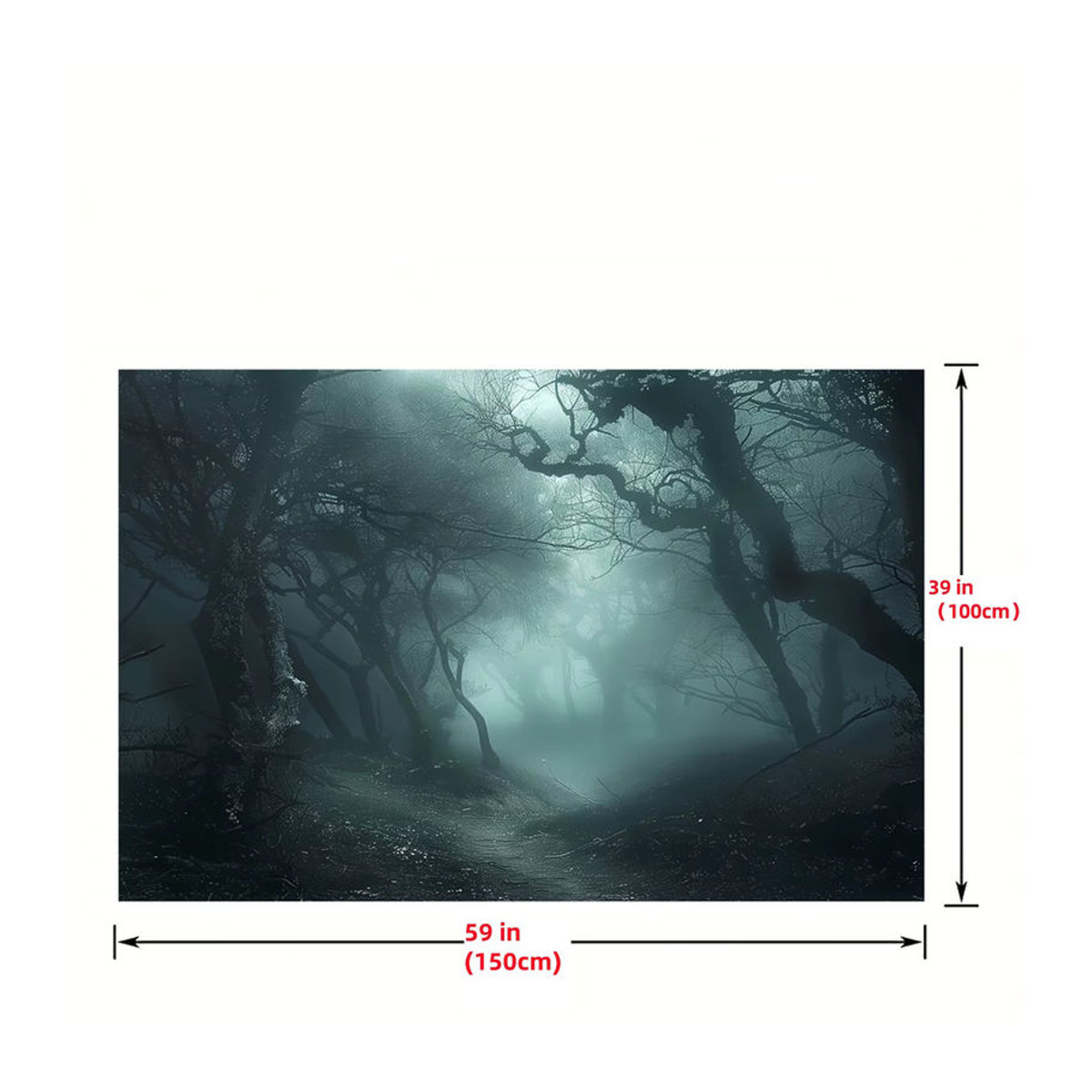 Sjs Halloween 2D-Flachbanner-Hintergrundtuch mit Horror-Waldweg Motiv, mehrfarbig, Textil, B: 150 cm, H: 150 cm - Bild 5