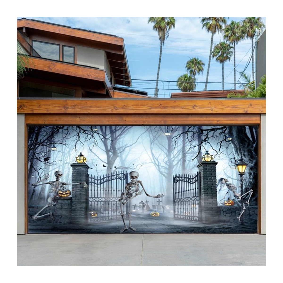 Sjs Halloween Banner-Hintergrundtuch mit Totenkopf-Motiv, mehrfarbig, B: 150 cm, H: 100 cm - Bild 1