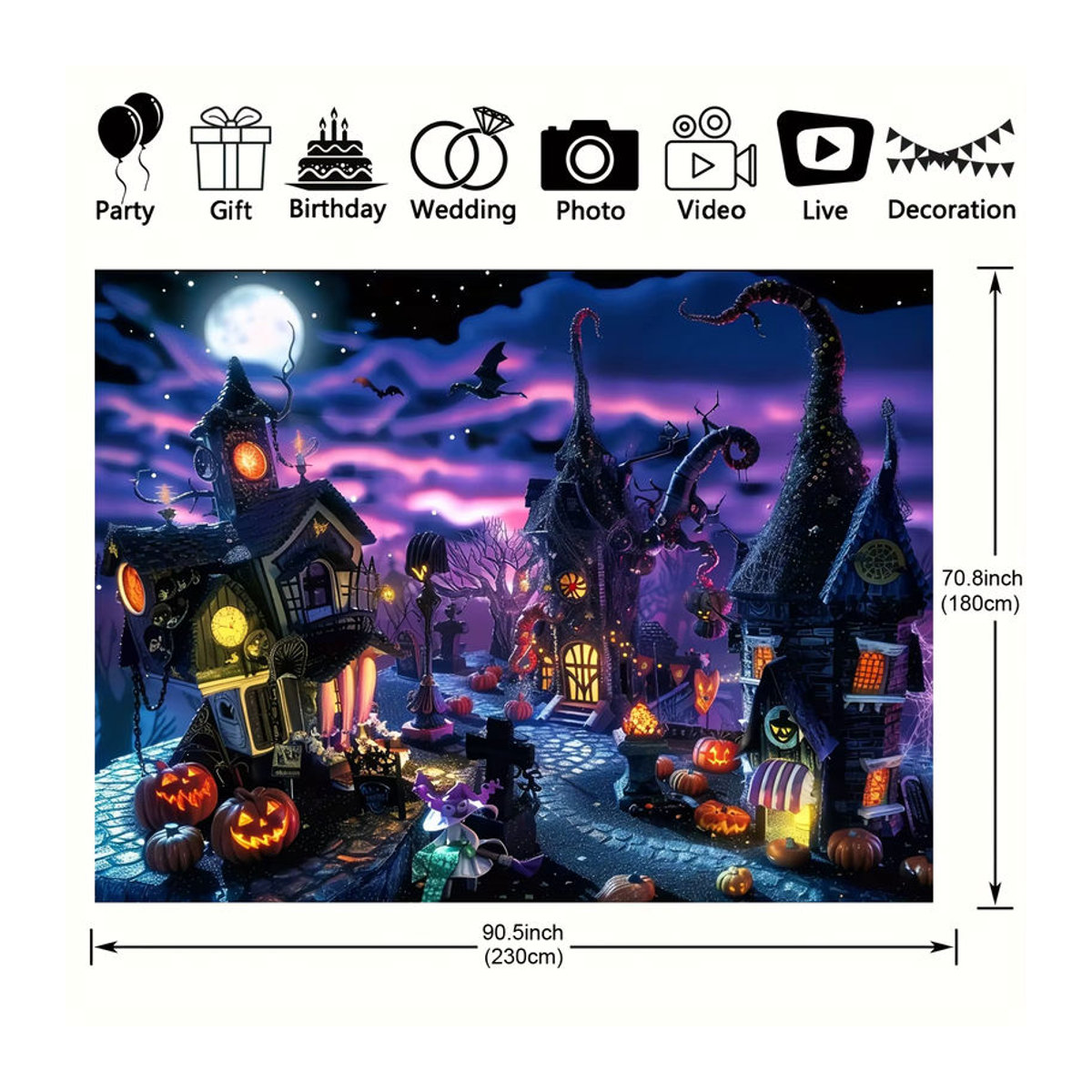 Sjs Halloween Hintergrundtuch als 2D-Banner Dekoration, mehrfarbig, Textil, rechteckig - Bild 6