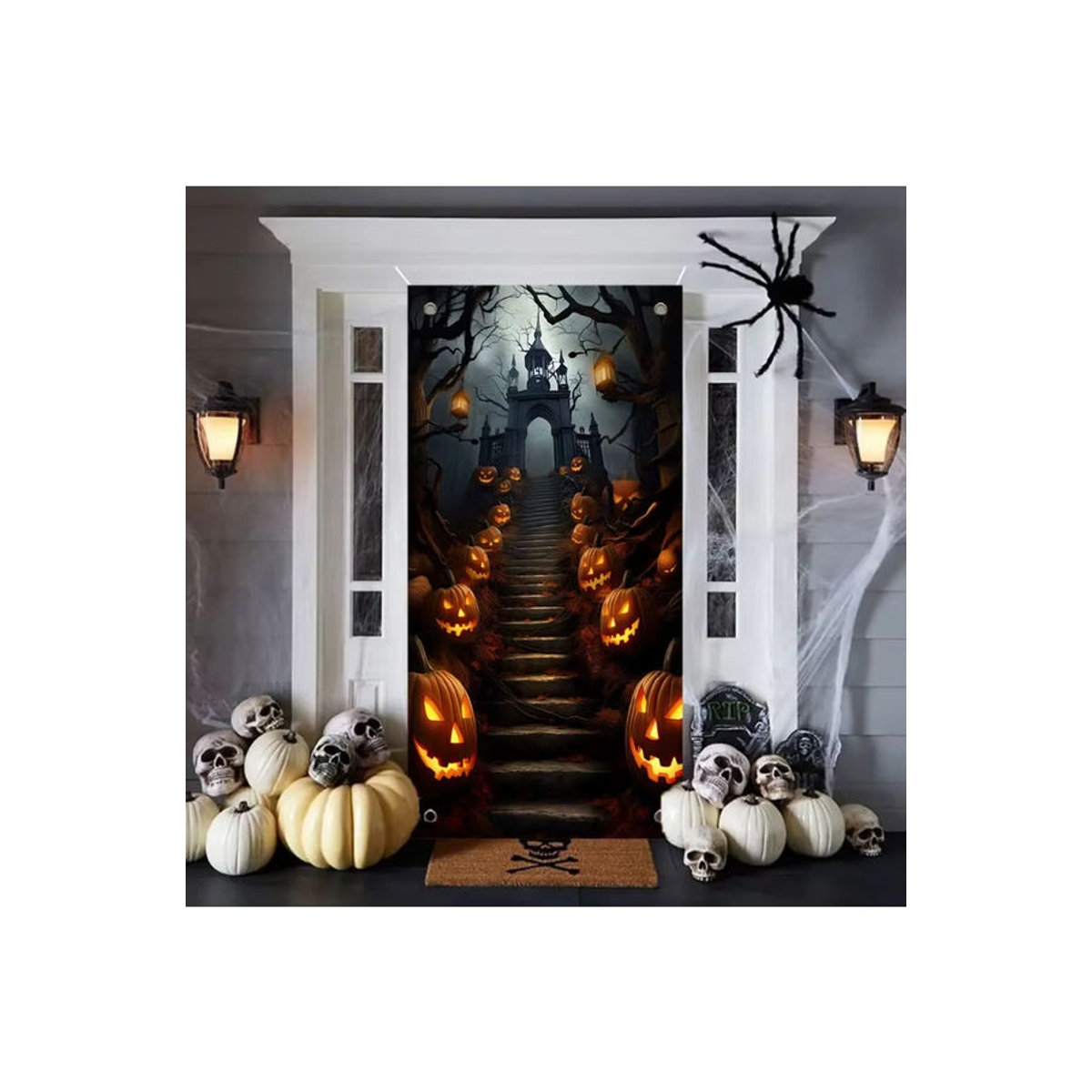 sjs Halloween Stoffbanner mit gruseligem Kürbiskopf-Design, mehrfarbig, rechteckig, B/H: 180 x 90 cm - Bild 7