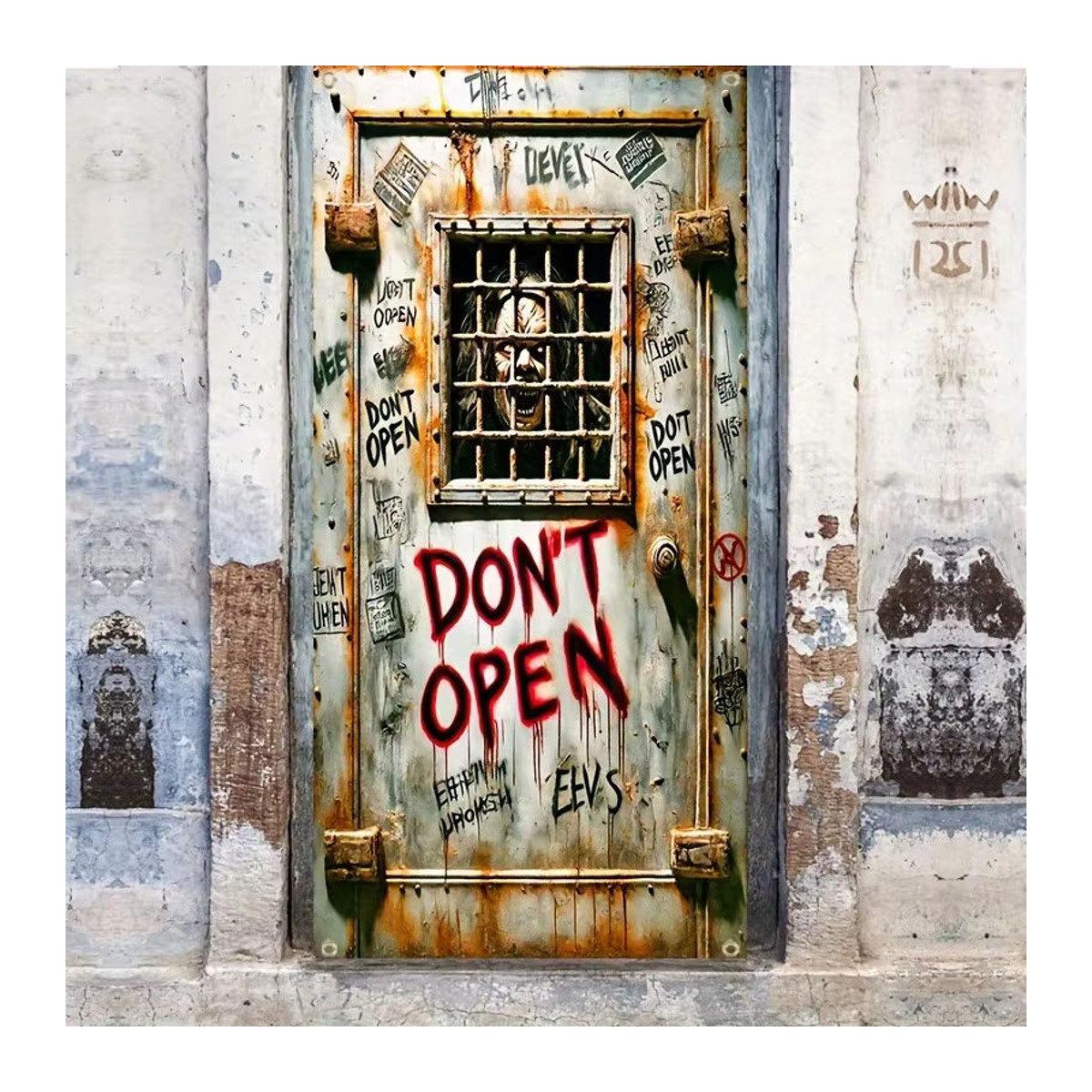 Sjs Halloween Stoffbanner mit Zombie-Motiv Do Not Open the Door, mehrfarbig, B/H: 180 x 90 cm - Bild 2
