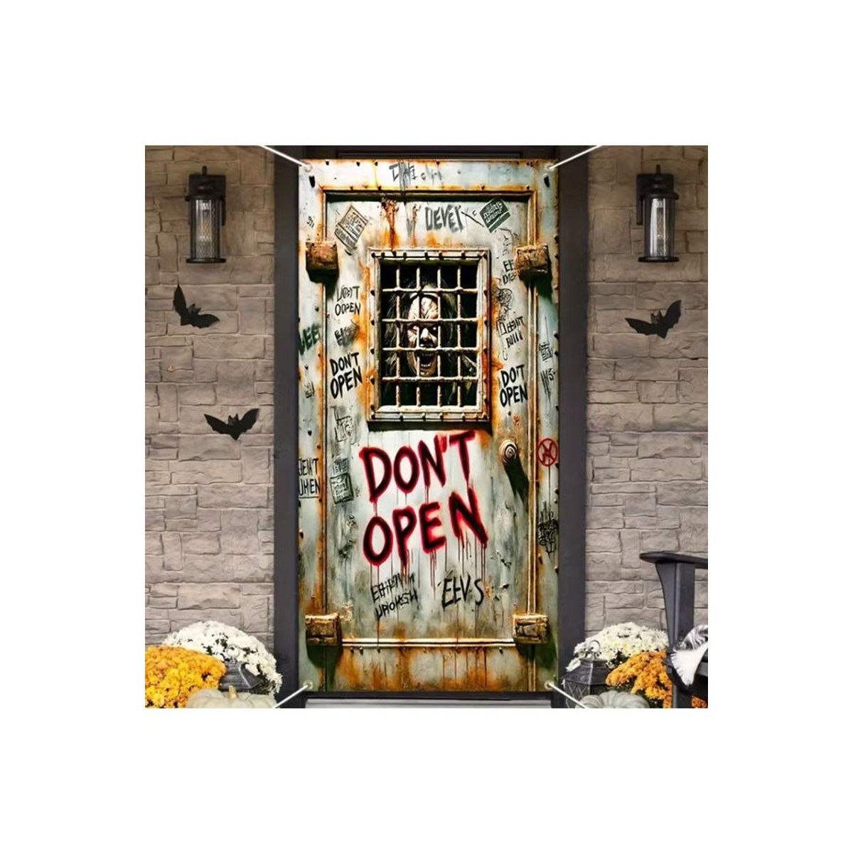 Sjs Halloween Stoffbanner mit Zombie-Motiv Do Not Open the Door, mehrfarbig, B/H: 180 x 90 cm - Bild 4