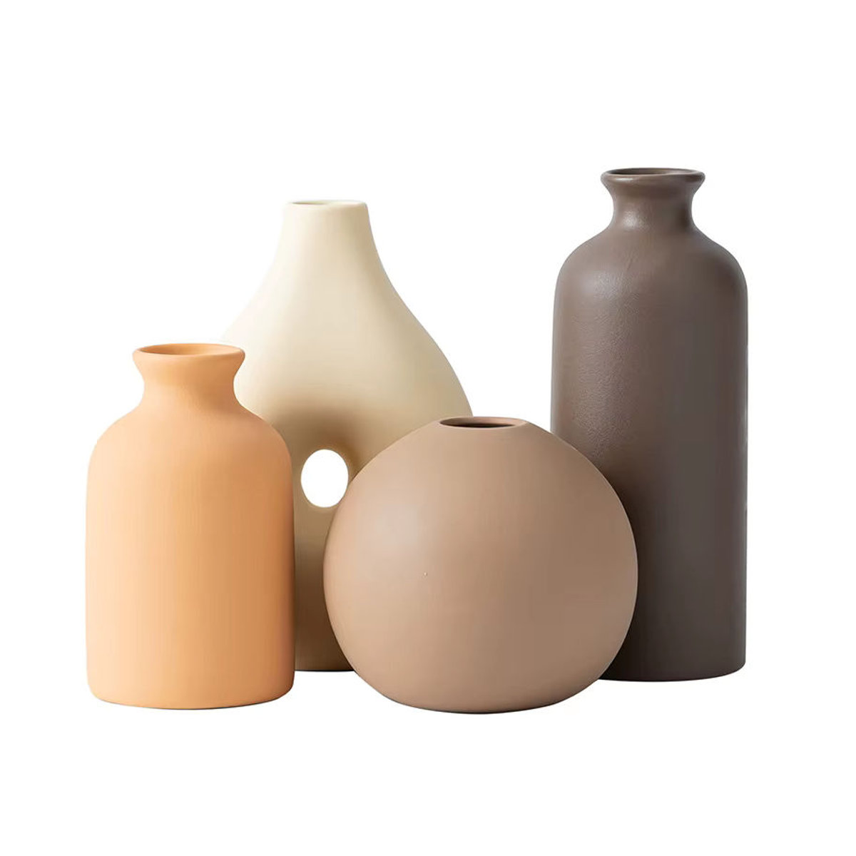 Skandinavische Keramikvase in Weiß und Beige mit unregelmäßigem Design für Schnittblumen und Dekoration - Bild 3