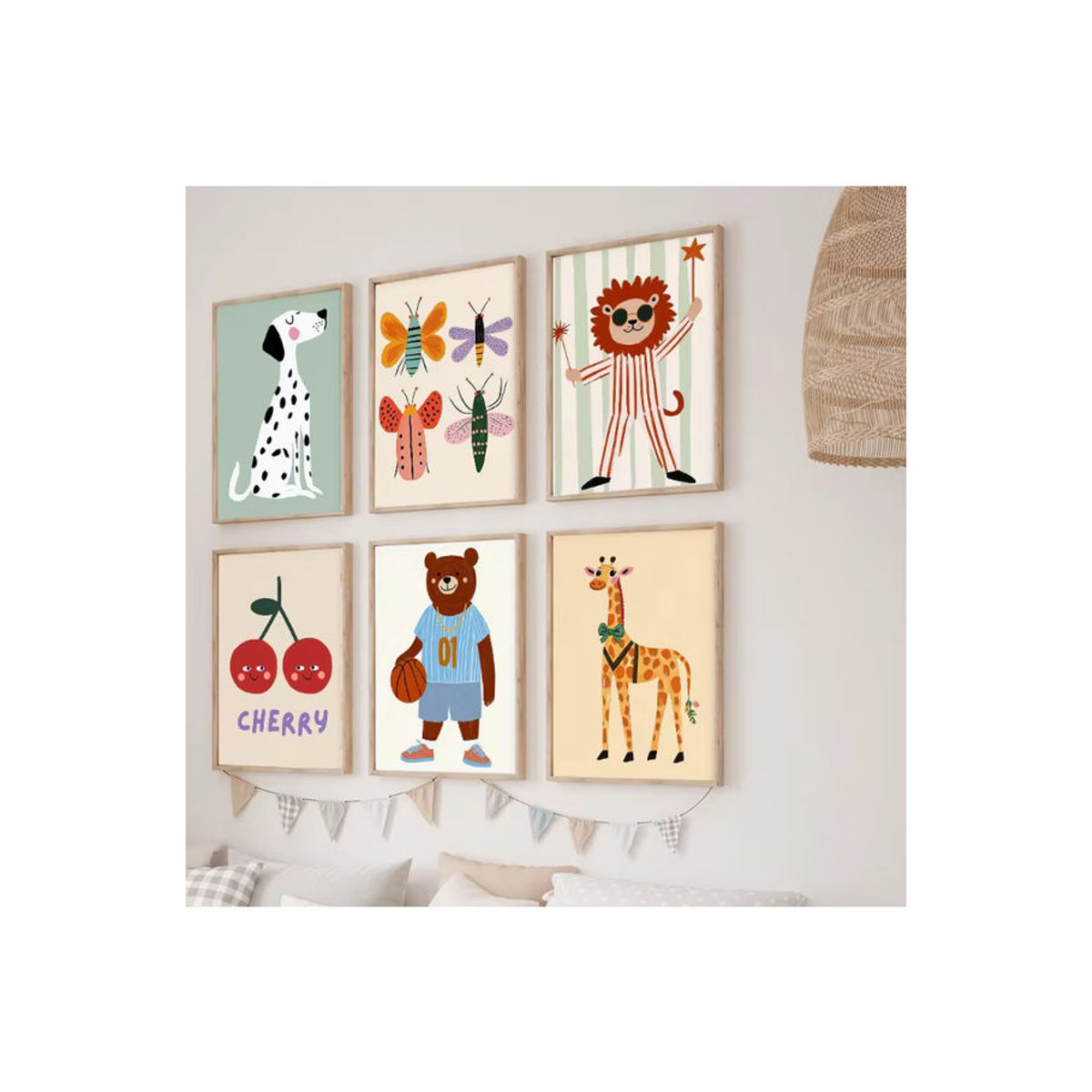 Skandinavische Kinderzimmer-Leinwandbilder mit Tiermotiven in Mehrfarbig, Rechteckiges Wandgemälde für das Spielzimmer - Bild 2