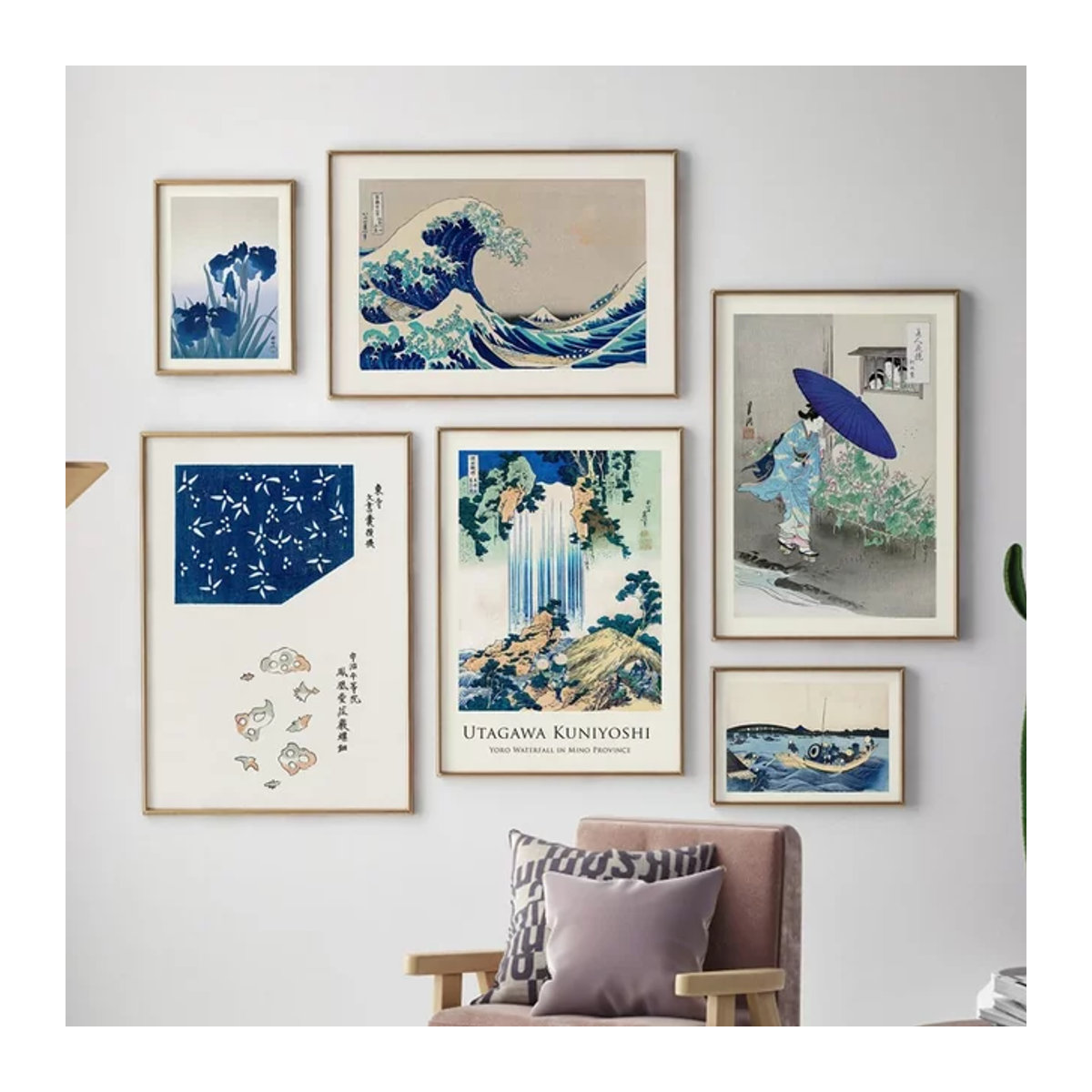 Skandinavisches Wandbild Potdemiel Katsushika Hokusai Kanagawa Welle als Leinwand Poster im Querformat, mehrfarbig - Bild 1
