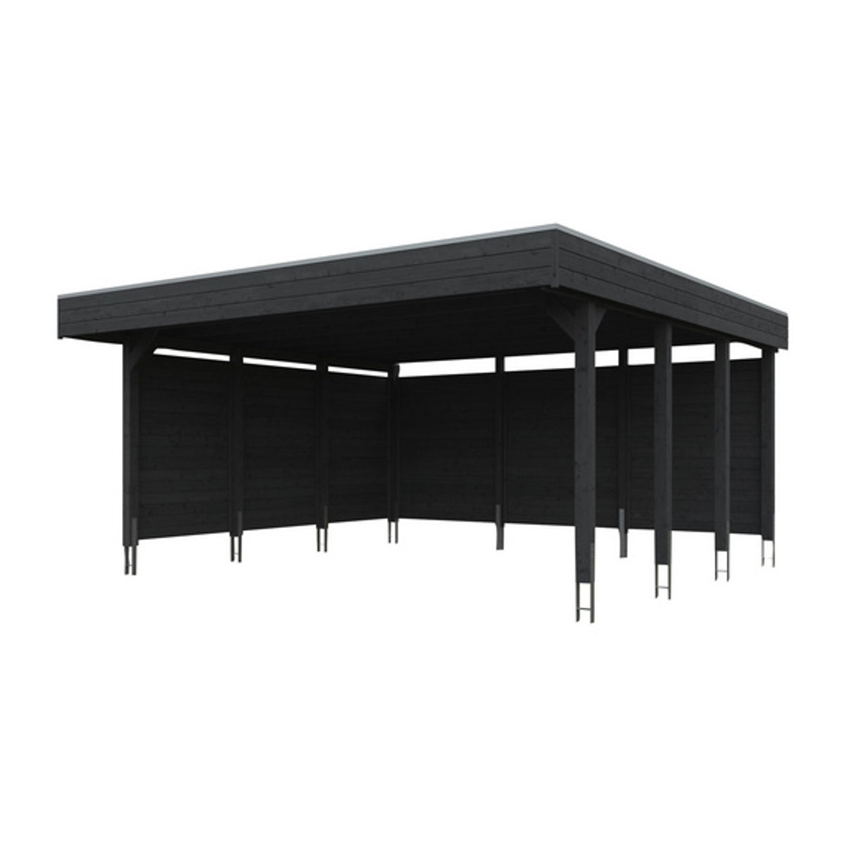 SKANHOLZ Carport Friesland Set 3 in Grau lasiert B/T: 557 x 555 cm, Firsthöhe: 254 cm - Bild 2