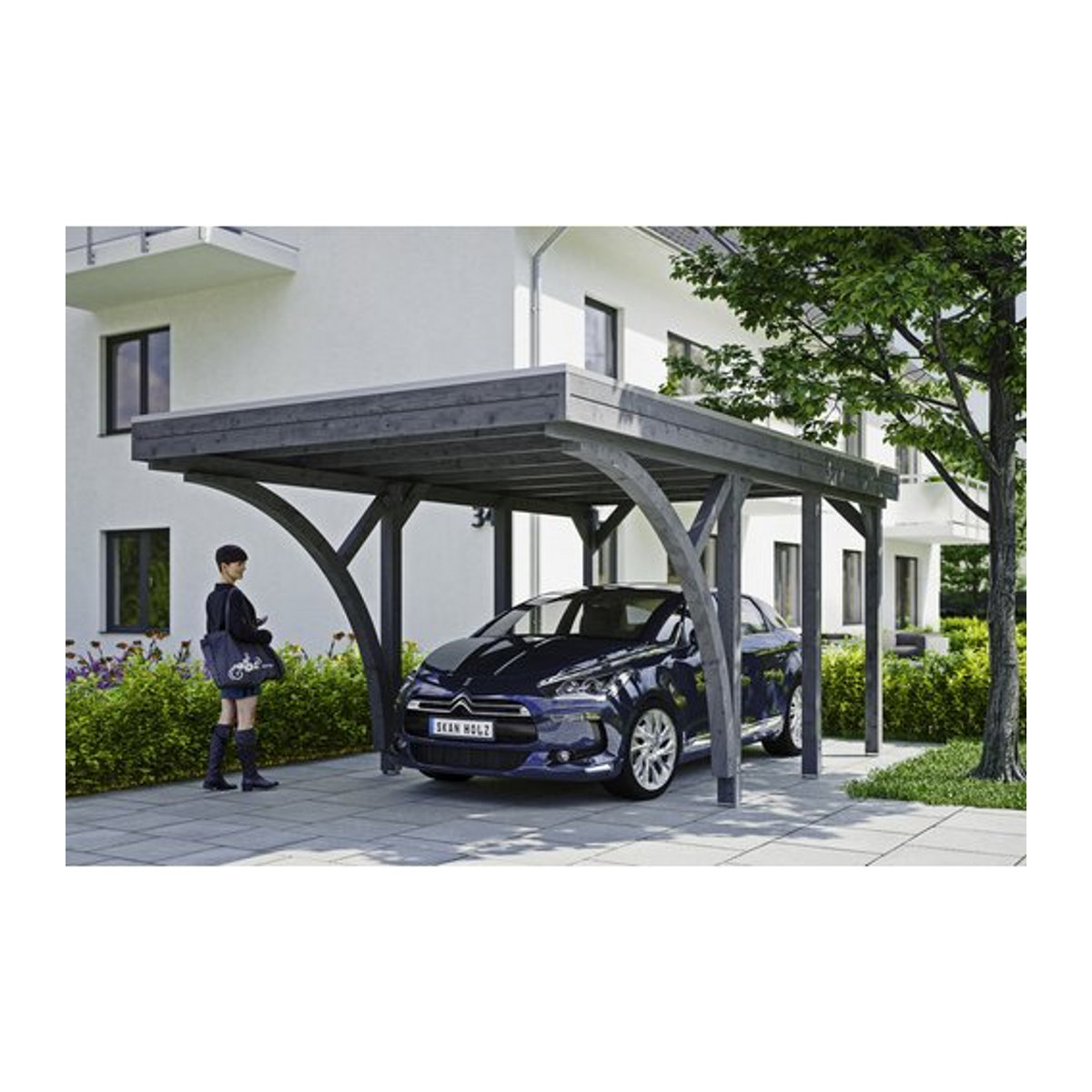 SKANHOLZ Carport Friesland Set 6 in Grau lasiert, B/T: 314 x 555 cm, Firsthöhe: 241 cm - Bild 1