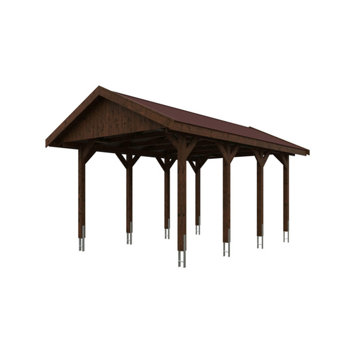 SKANHOLZ Carport Wallgau in Braun lasiert B/T: 380 x 600 cm, Firsthöhe: 313 cm - Bild 2