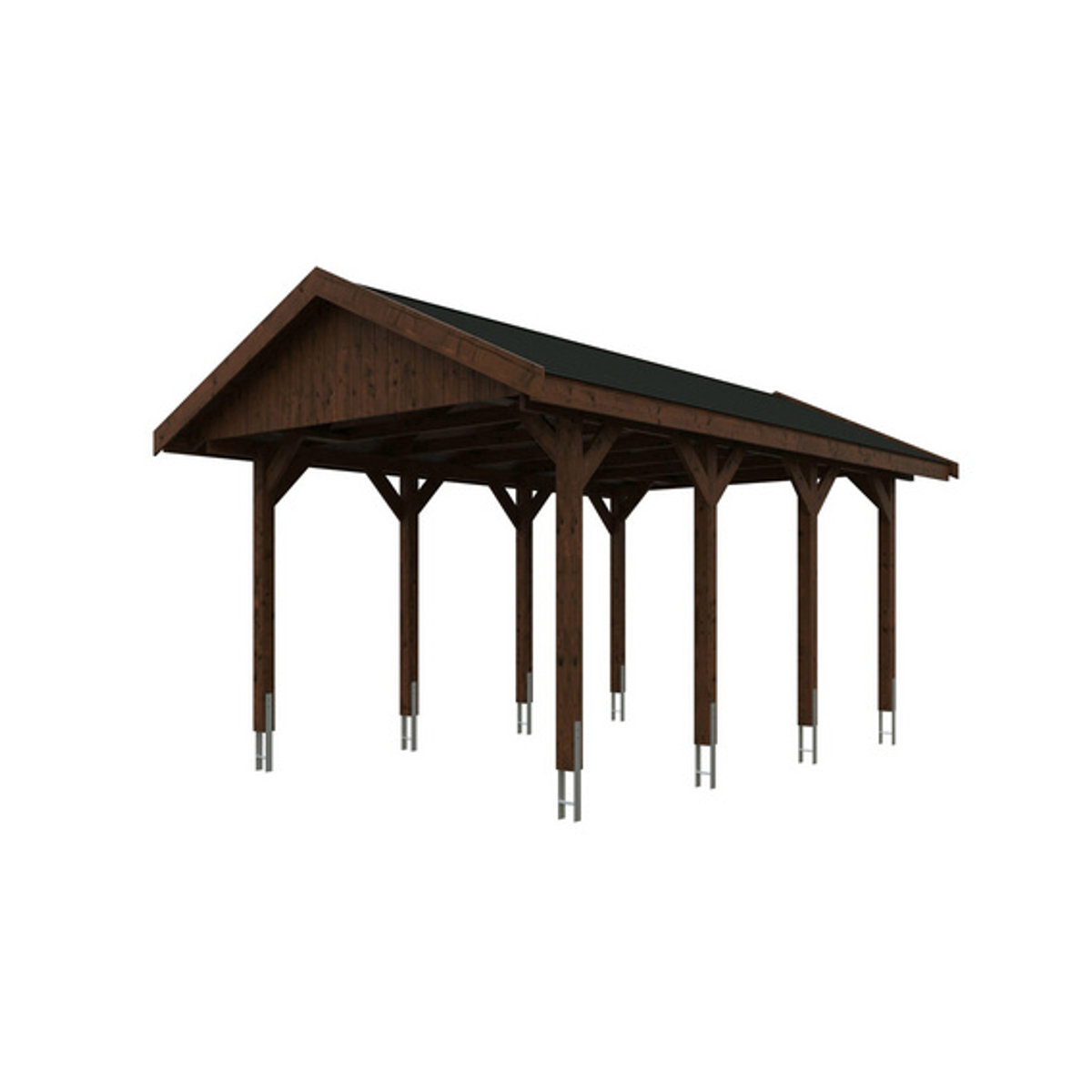 SKANHOLZ Carport Wallgau in Braun lasiert B/T: 380 x 600 cm, Firsthöhe: 313 cm - Bild 2