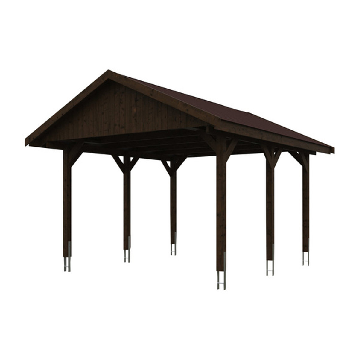 SKANHOLZ Carport Wallgau in Braun lasiert B/T: 430 x 500 cm, Firsthöhe: 326 cm - Bild 2