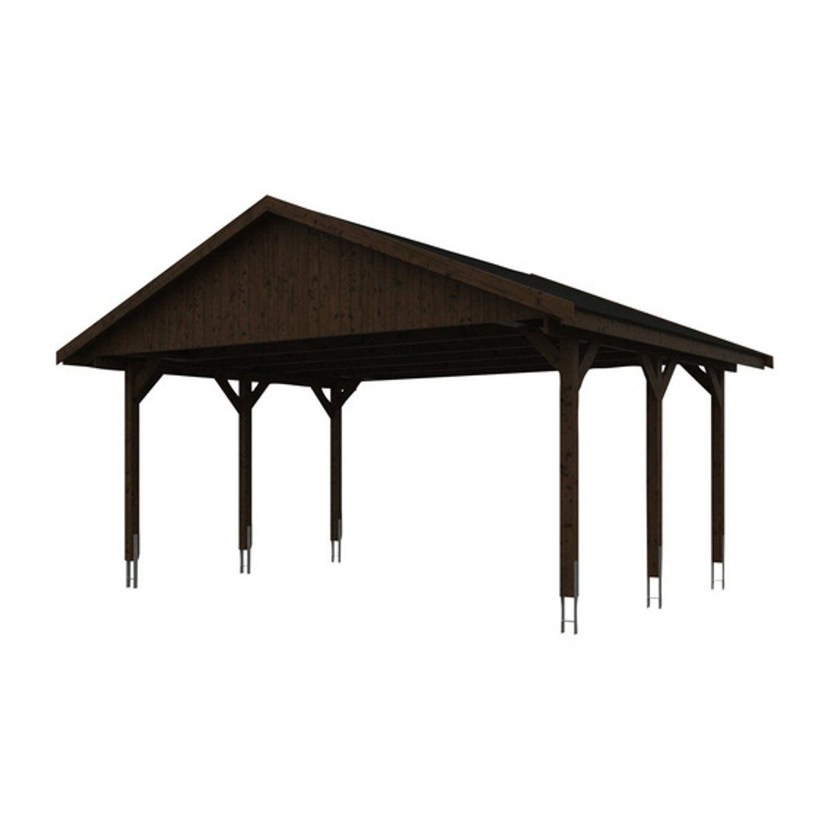 SKANHOLZ Carport Wallgau in Braun lasiert B/T: 620 x 500 cm, Höhe: 354 cm - Bild 2