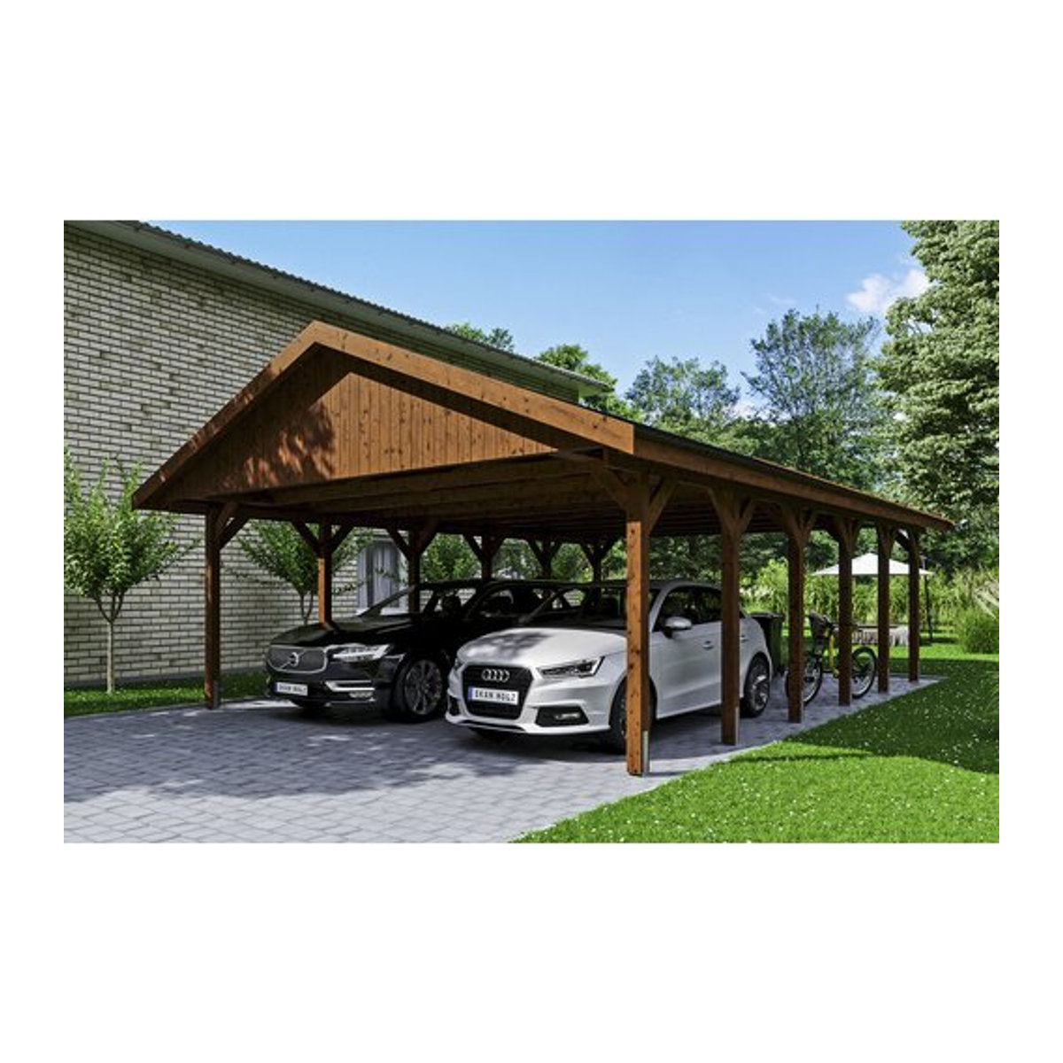 SKANHOLZ Carport Wallgau in Braun lasiert B/T: 620 x 900 cm, Höhe: 354 cm - Bild 1