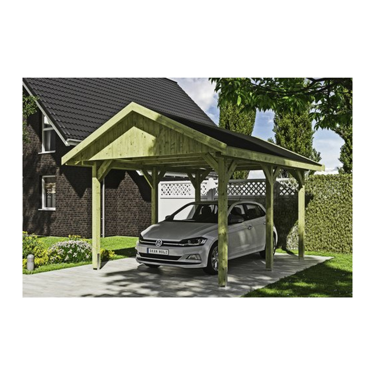 SKANHOLZ Carport Wallgau in Grün, B/T: 380 x 500 cm, Firsthöhe: 313 cm, imprägniert - Bild 1