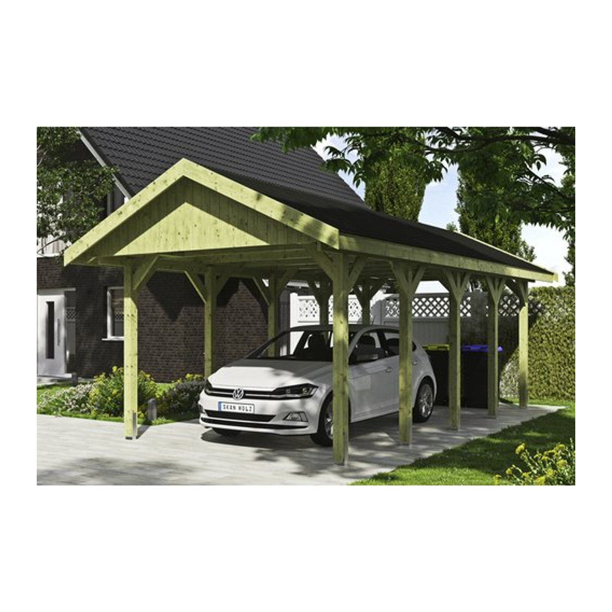 SKANHOLZ Carport Wallgau in Grün, B/T: 380 x 750 cm, Firsthöhe: 313 cm, imprägniert - Bild 1