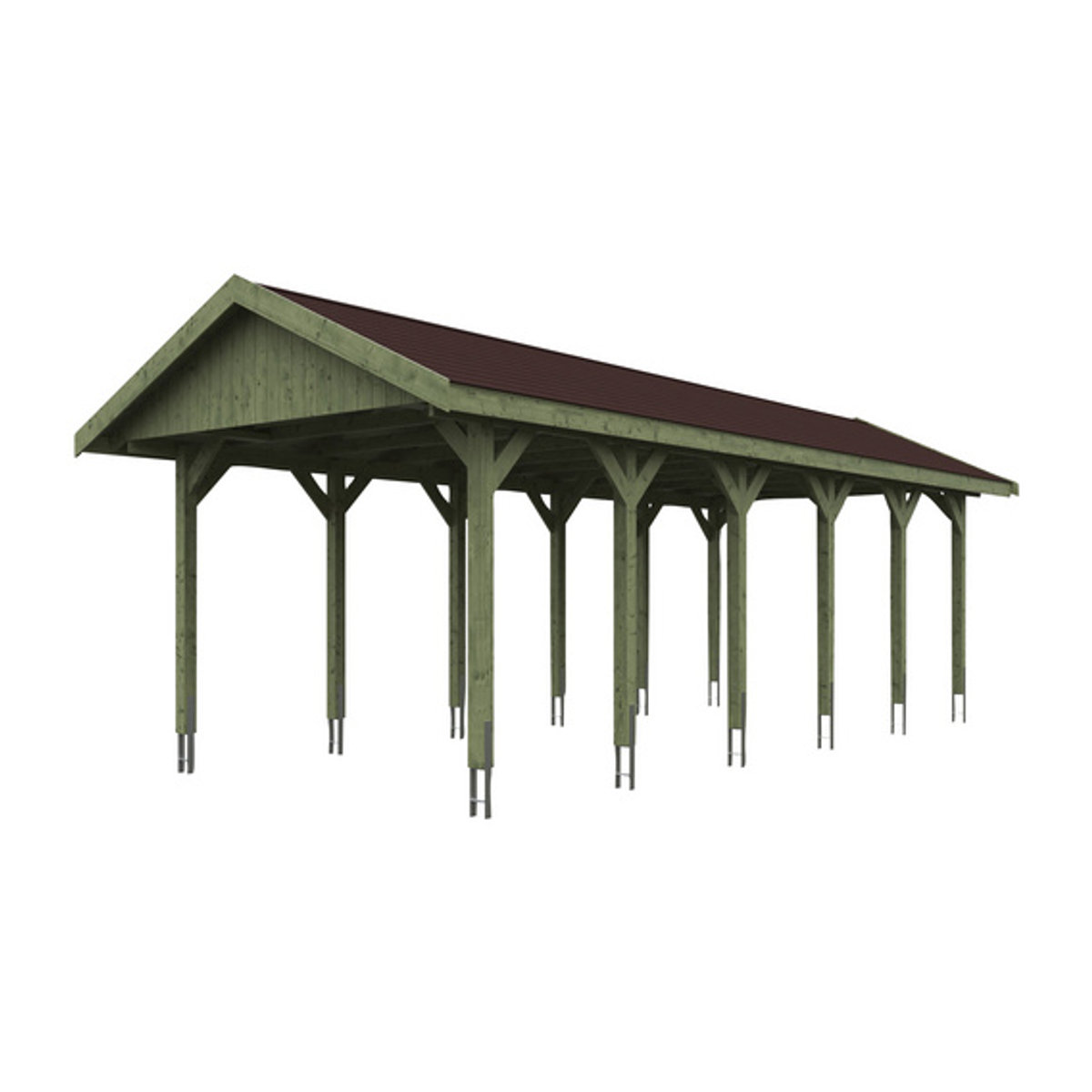 SKANHOLZ Carport Wallgau in Grün, B/T: 380 x 900 cm, Firsthöhe: 313 cm, imprägniert - Bild 2