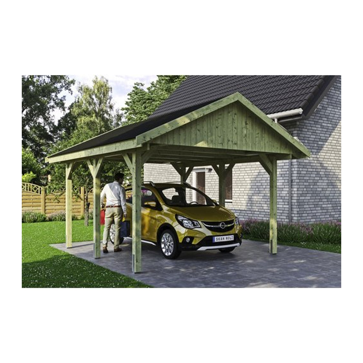 SKANHOLZ Carport Wallgau in Grün, B/T: 430 x 500 cm, Firsthöhe: 326 cm, imprägniert - Bild 1