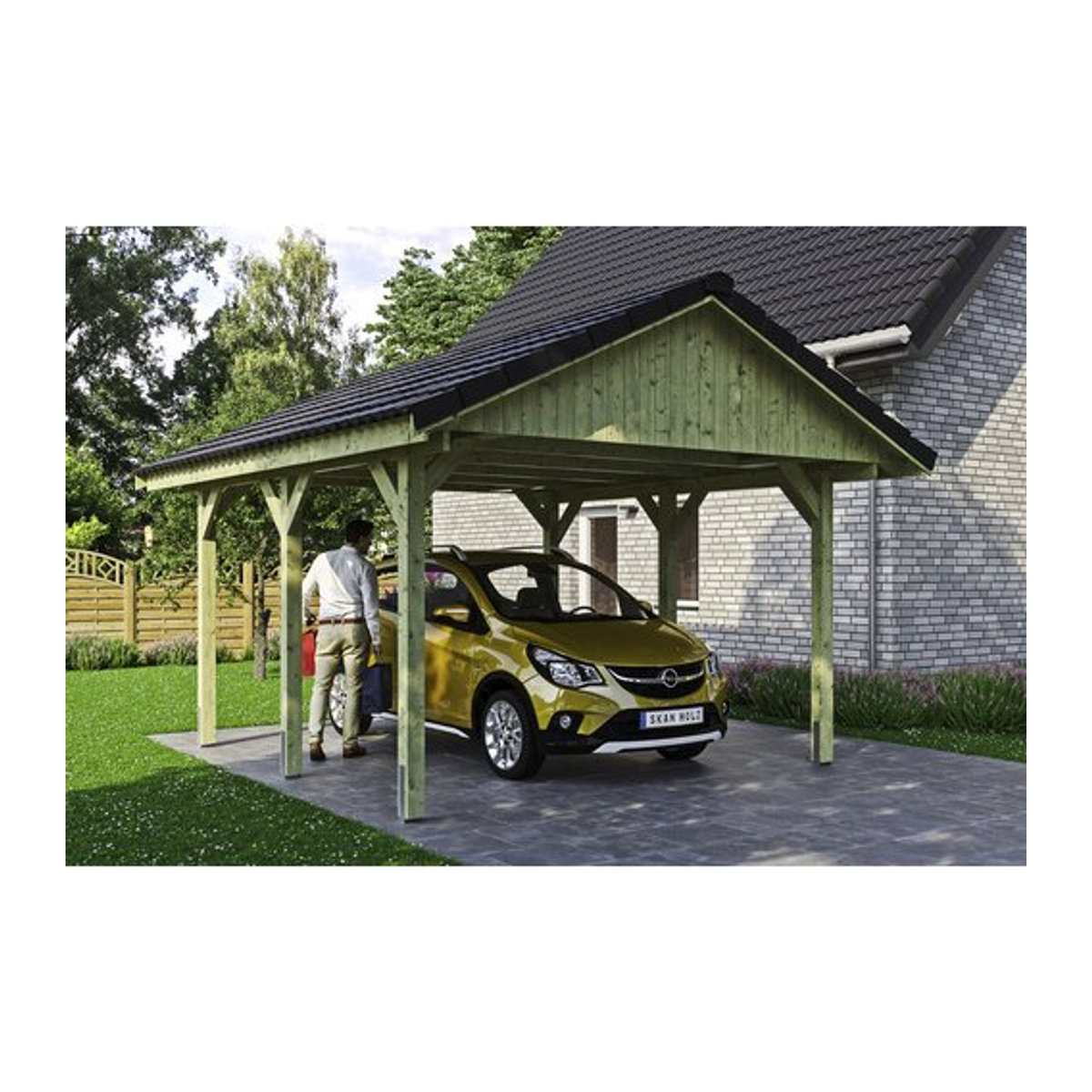 SKANHOLZ Carport Wallgau in Grün, B/T: 430 x 500 cm, Firsthöhe: 326 cm, imprägniert - Bild 1