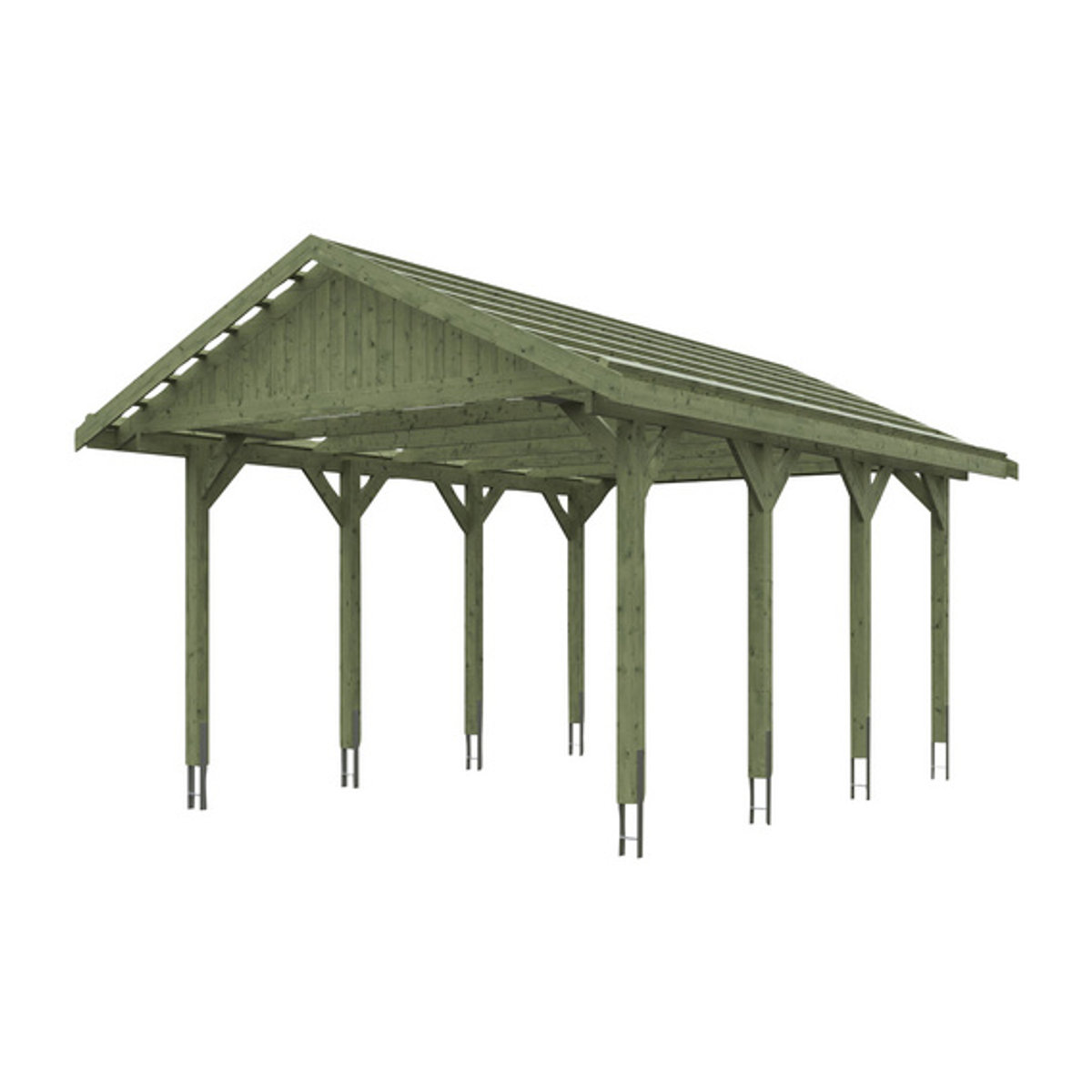 SKANHOLZ Carport Wallgau in Grün, B/T: 430 x 600 cm, Firsthöhe: 326 cm, imprägniert - Bild 2