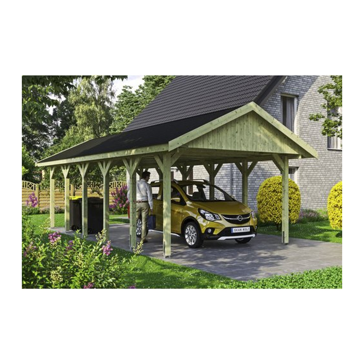 SKANHOLZ Carport Wallgau in Grün, B/T: 430 x 900 cm, Firsthöhe: 326 cm, imprägniert - Bild 1