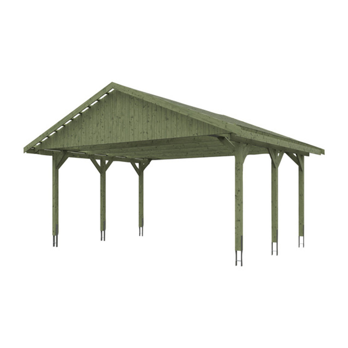 SKANHOLZ Carport Wallgau in Grün, B/T: 620 x 500 cm, Firsthöhe: 354 cm, imprägniert - Bild 2