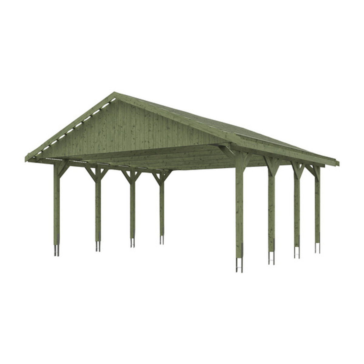 SKANHOLZ Carport Wallgau in Grün, B/T: 620 x 600 cm, Firsthöhe: 354 cm, imprägniert - Bild 2