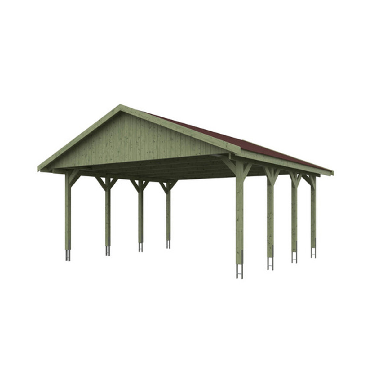 SKANHOLZ Carport Wallgau in Grün, B/T: 620 x 600 cm, Firsthöhe: 354 cm, imprägniert - Bild 2