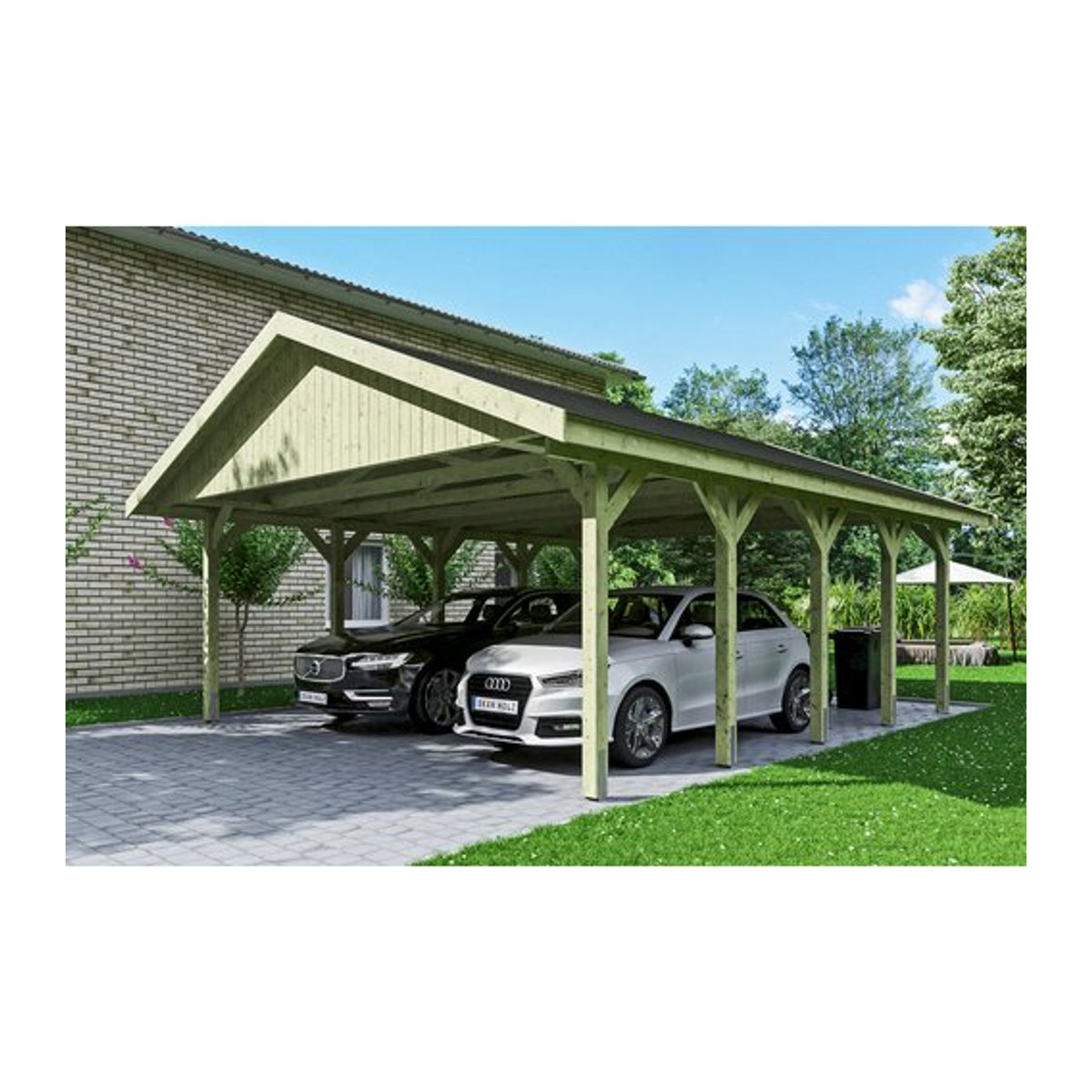SKANHOLZ Carport Wallgau in Grün, B/T: 620 x 750 cm, Firsthöhe: 354 cm, imprägniert - Bild 1
