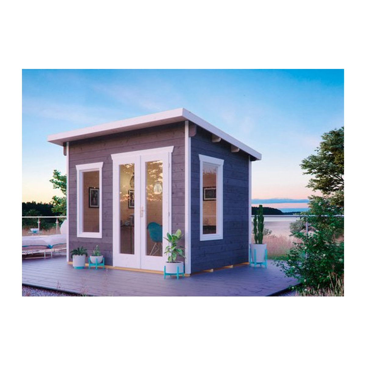 SKANHOLZ Gartenhaus Solna aus Holz in Grau, B/T: 330 x 265 cm - Bild 1