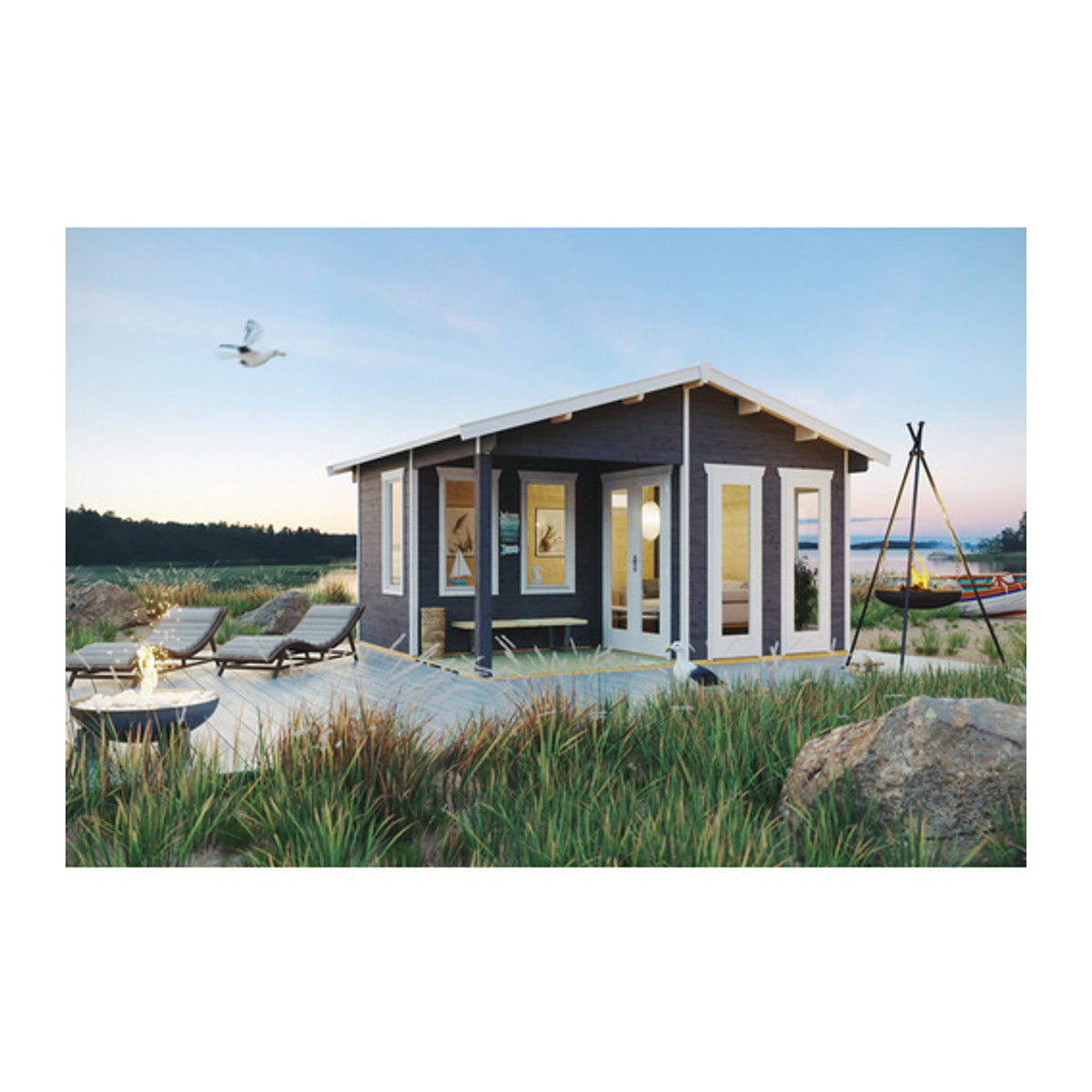 SKANHOLZ Gartenhaus Utrecht in Grau, B/H/T: 520 x 303 x 440 cm - Bild 2