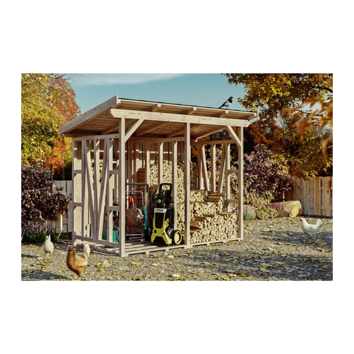SKANHOLZ Kaminholzunterstand Max aus Douglasienholz in Beige, B/H/T: 300 x 229 x 160 cm - Bild 1