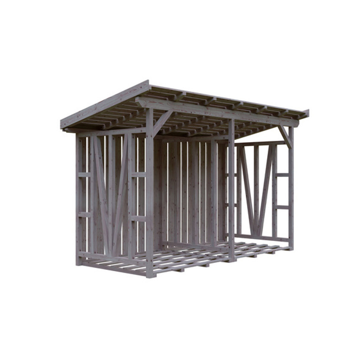 SKANHOLZ Kaminholzunterstand Max aus Douglasienholz in Beige, B/H/T: 370 x 229 x 160 cm - Bild 2