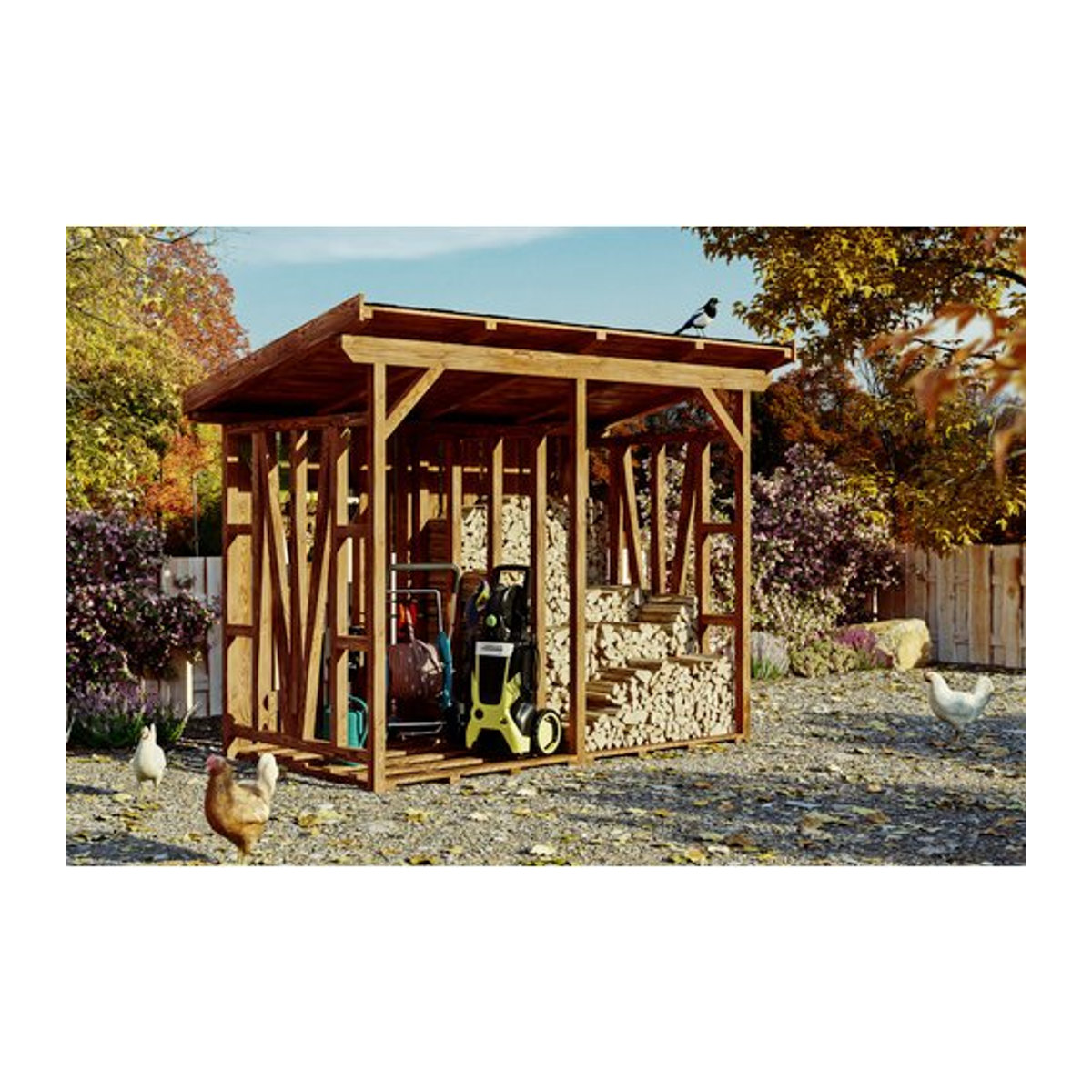 SKANHOLZ Kaminholzunterstand Max aus Douglasienholz in Braun, B/H/T: 300 x 229 x 160 cm - Bild 1
