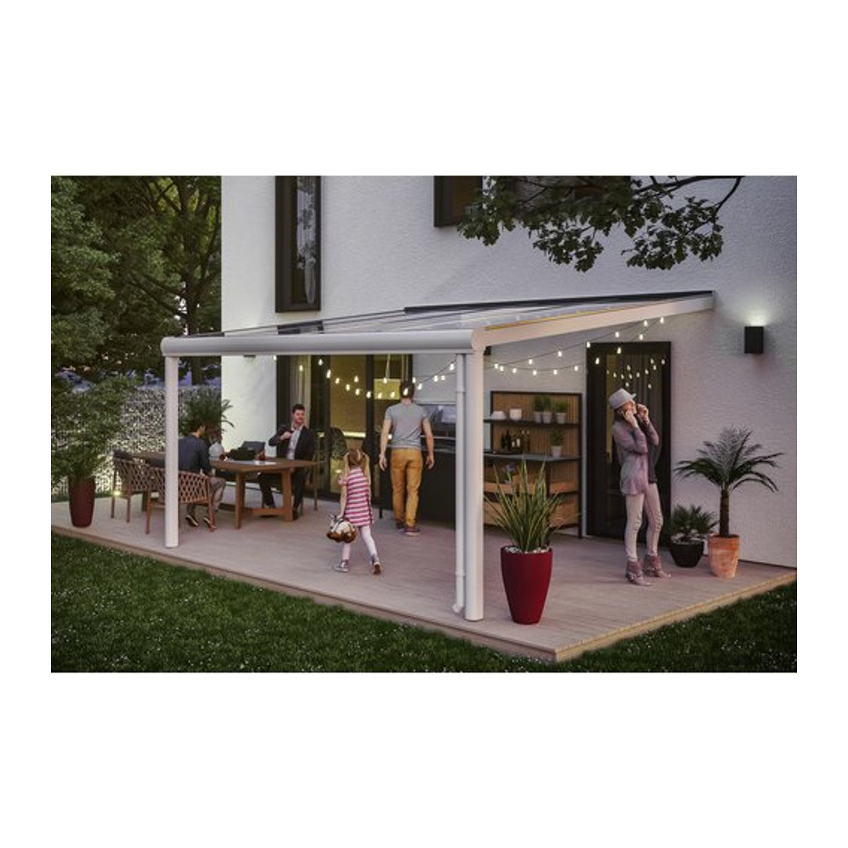 SKANHOLZ Terrassenüberdachung Genua mit Polycarbonat Dach in Weiß, Breite: 434 cm - Bild 1