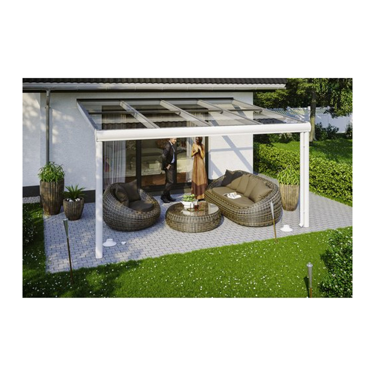 SKANHOLZ Terrassenüberdachung Modena mit Verbund-Sicherheits-Glas (VSG) in Weiß, Breite: 434 cm - Bild 1