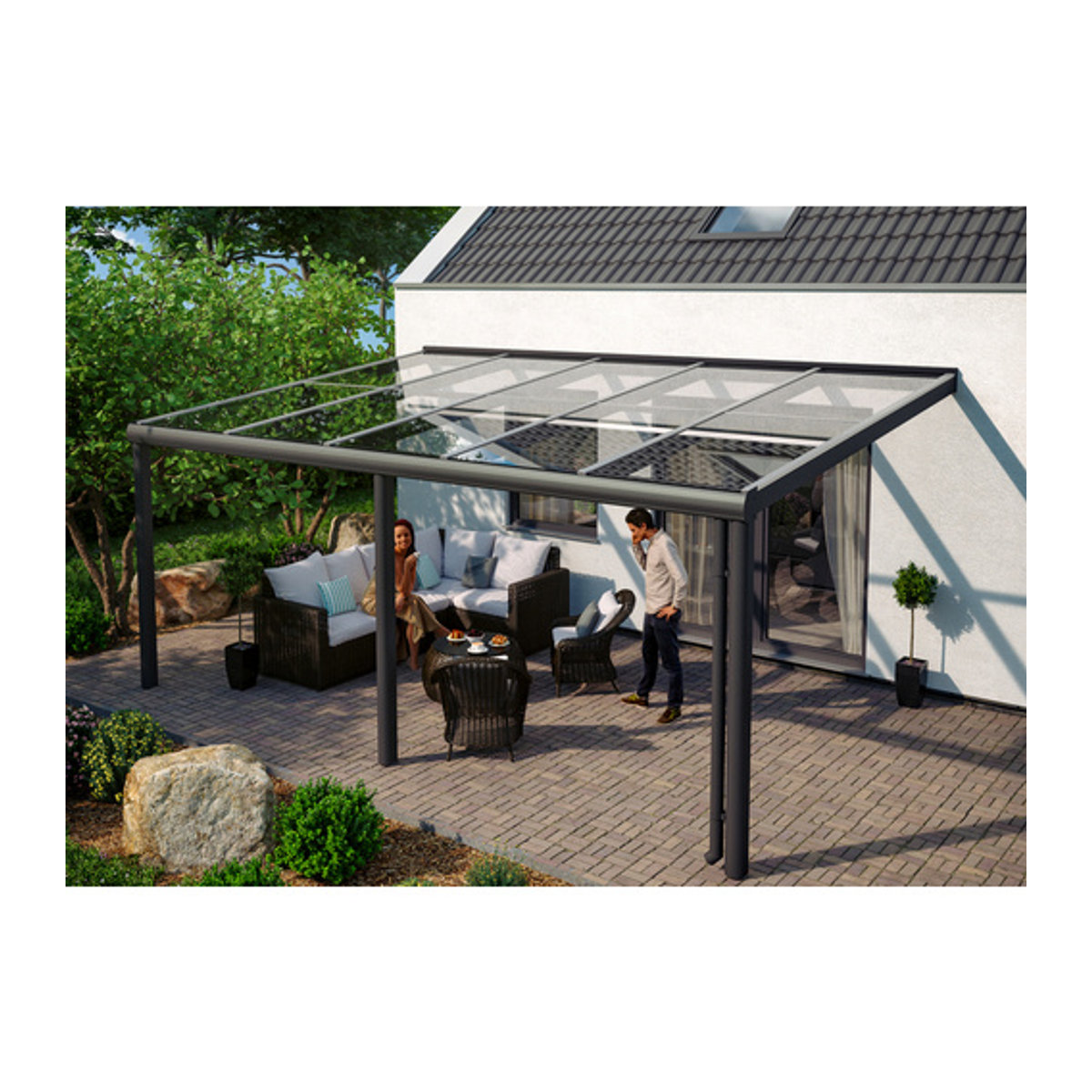 SKANHOLZ Terrassenüberdachung Monza mit Verbund-Sicherheits-Glas (VSG) in Anthrazit-Grau, Breite: 541 cm - Bild 2