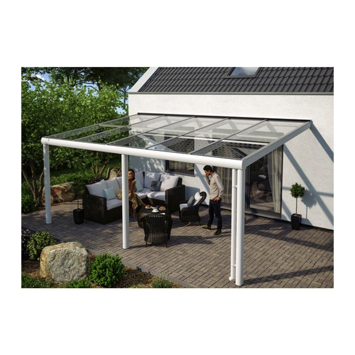 SKANHOLZ Terrassenüberdachung Monza mit Verbund-Sicherheits-Glas (VSG) in Weiss, Breite: 541 cm - Bild 1