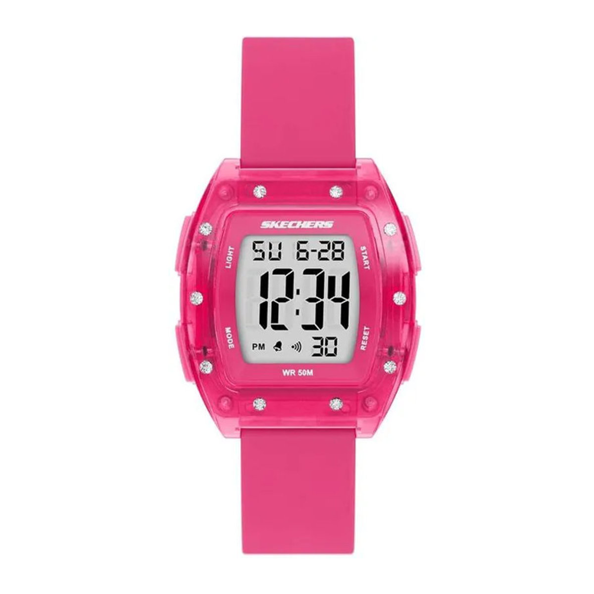 Skechers Digitale Damenuhr SR6324 in Rosa mit rechteckigem Gehäuse aus Kunststoff, Metall und Glas - Bild 1