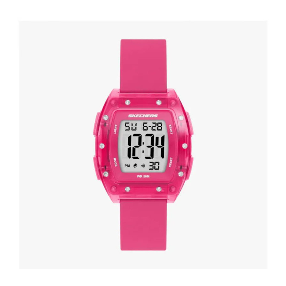 Skechers Digitale Damenuhr SR6324 in Rosa mit rechteckigem Gehäuse aus Kunststoff, Metall und Glas - Bild 2