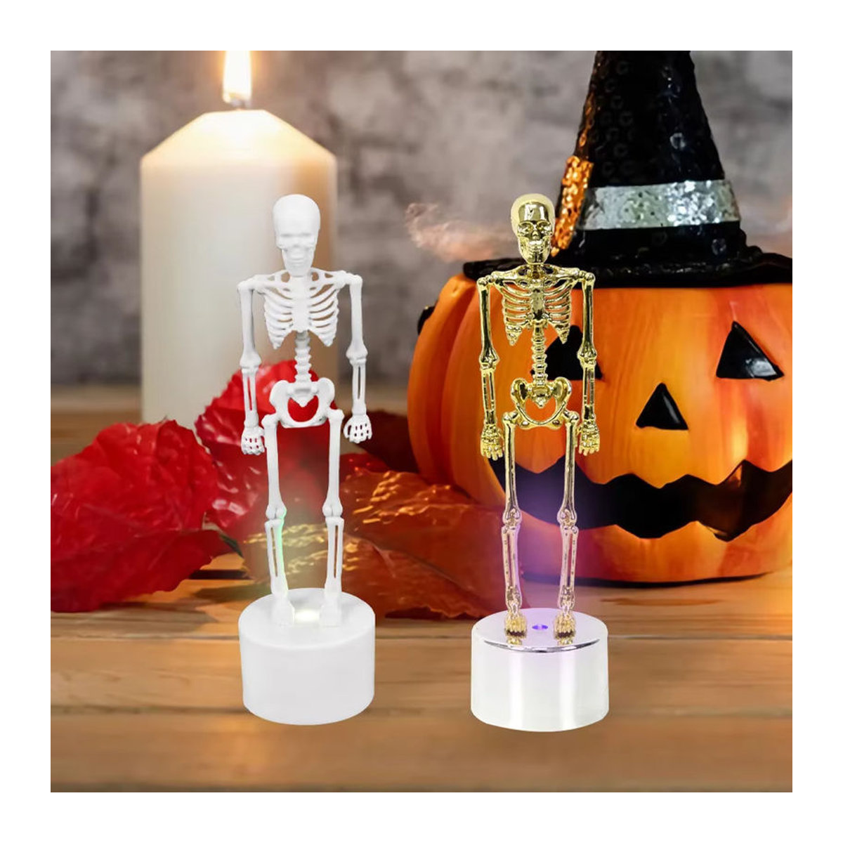 Skelett-Figuren-Set mit LED-Licht in Gold und Mehrfarbig für deine Gothic-Dekoration aus Kunststoff - Bild 2