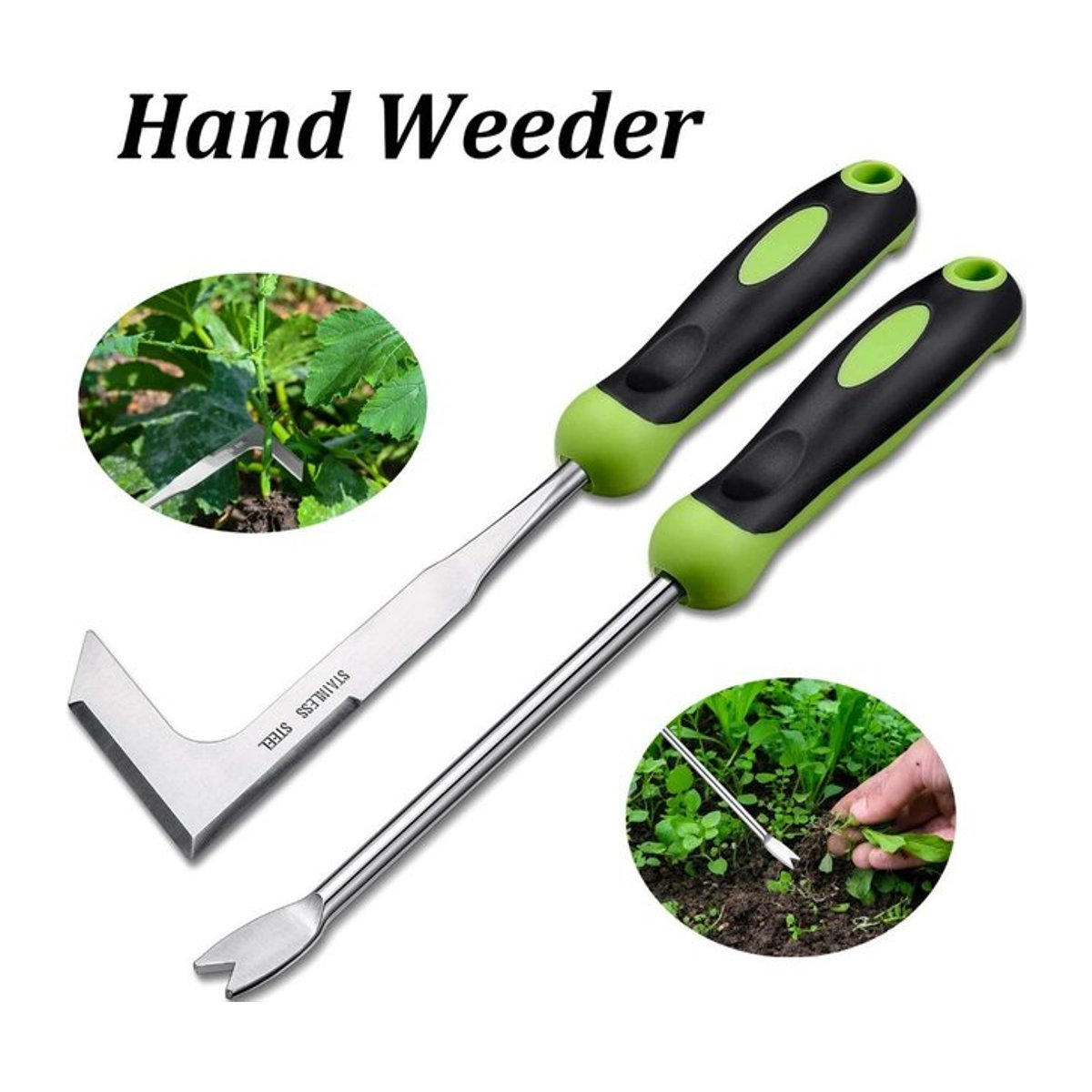 Skeyo L-förmiger Unkrautstecher aus Edelstahl für die manuelle Unkrautbekämpfung im Garten - Bild 1