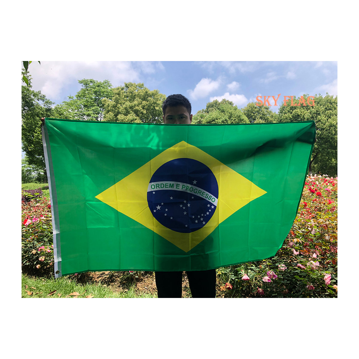 SKY FLAG Brasilien-Flagge zum Aufhängen, mehrfarbig, B: 150 cm, H: 90 cm - Bild 1
