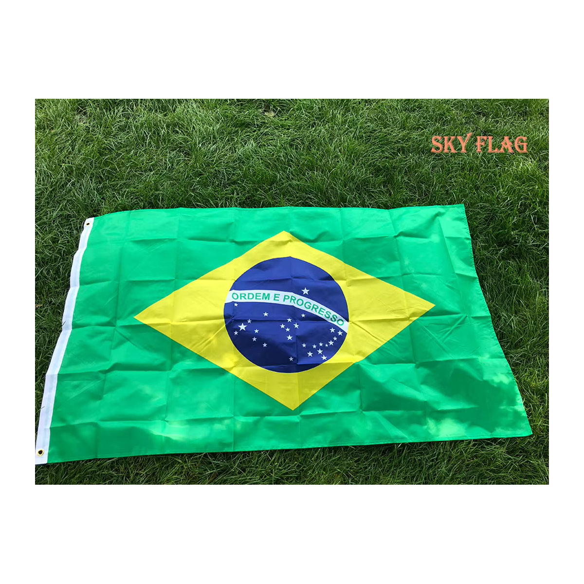 SKY FLAG Brasilien-Flagge zum Aufhängen, mehrfarbig, B: 150 cm, H: 90 cm - Bild 2