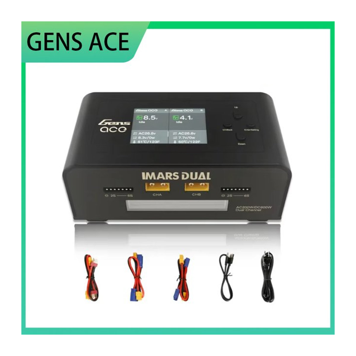 SkyCityFPV GENS ACE IMARS DUAL Smart Balance Ladegerät AC200W DC600W für Lipo Li-Ion LIHV LEP Batterien in Schwarz - Bild 1