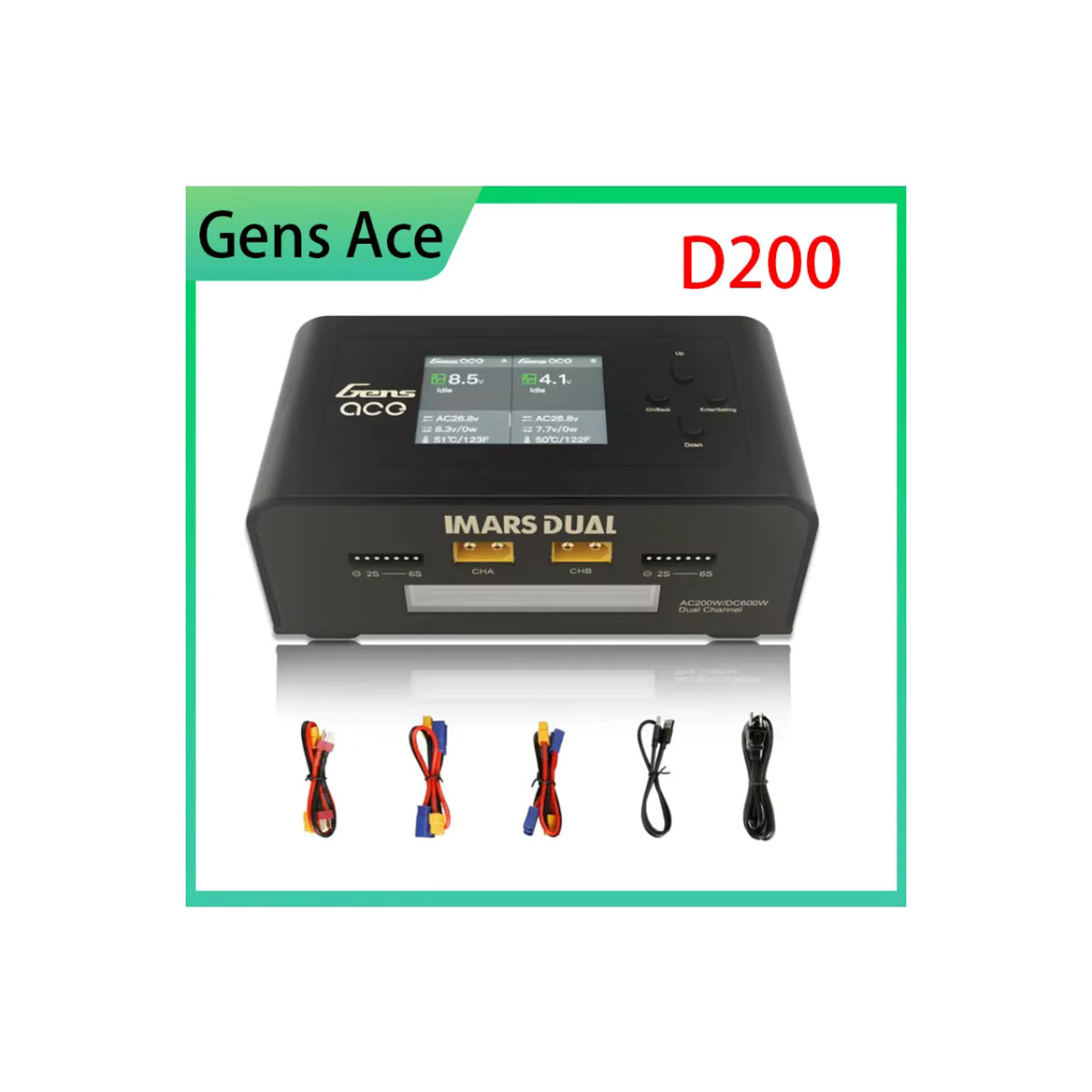 SkyCityFPV GENS ACE IMARS DUAL Smart Balance Ladegerät AC200W DC600W für Lipo Li-Ion LIHV LEP Batterien in Schwarz - Bild 6