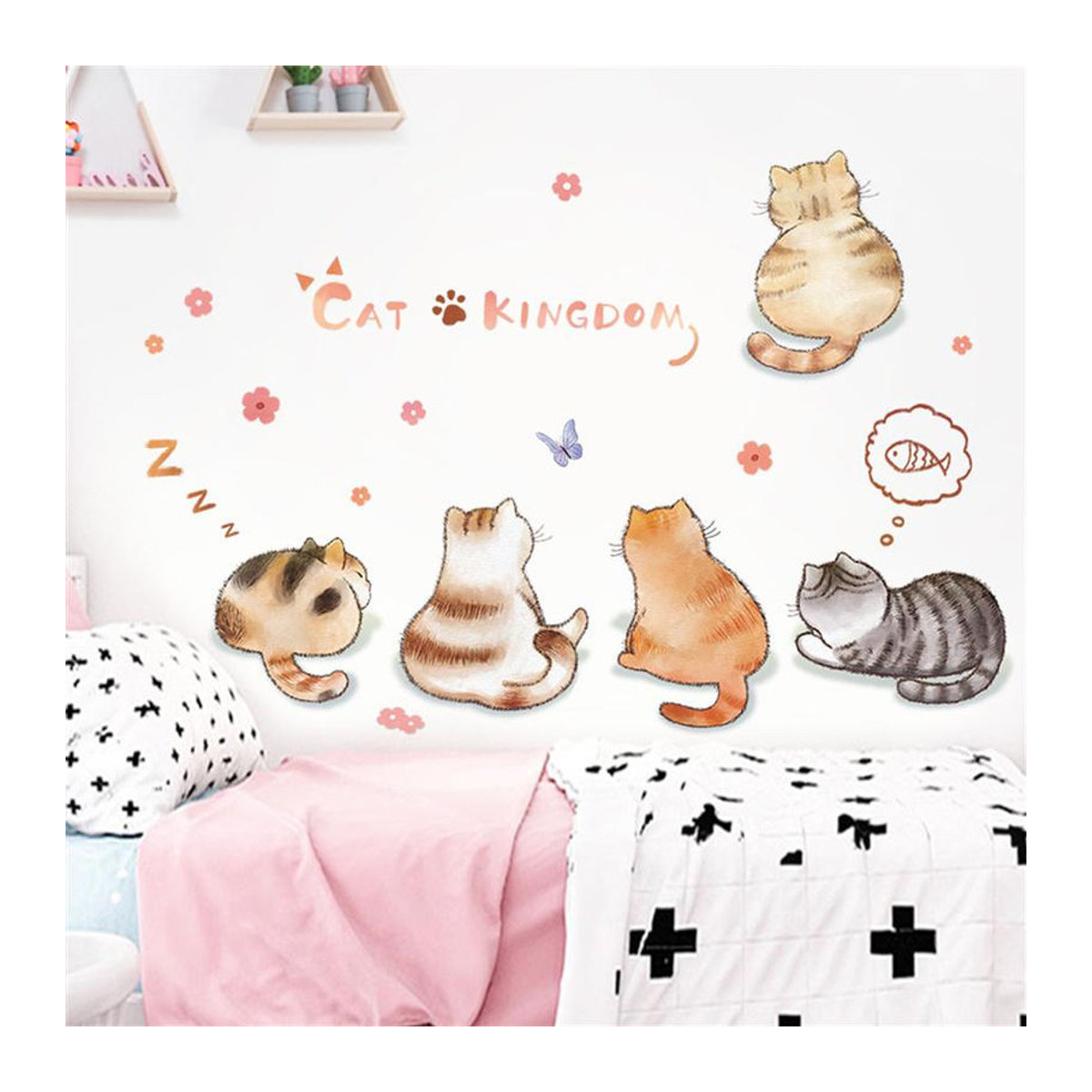 Skyfree Wandtattoo Set mit süßen Katzen für die Kinderzimmer und Wohnzimmer Dekoration, mehrfarbig aus Kunststoff - Bild 2