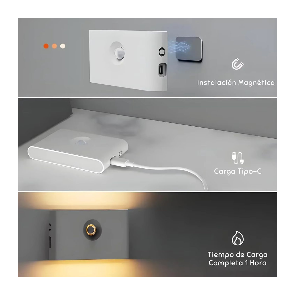 SKYSHADOW Kabellose LED-Nachtlampe mit Bewegungssensor in Weiß, Modern und Minimalistisch, USB-aufladbar mit 400mAh Akku - Bild 2