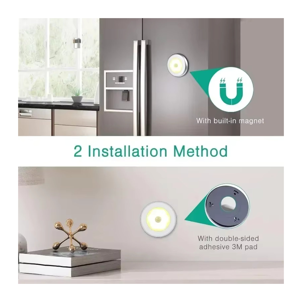 SKYSHADOW LED Nachtlicht mit PIR-Bewegungssensor und Magnetbefestigung in Weiß, minimalistisches Design für Schlafzimmer, Küche und Schrankbeleuchtung - Bild 6